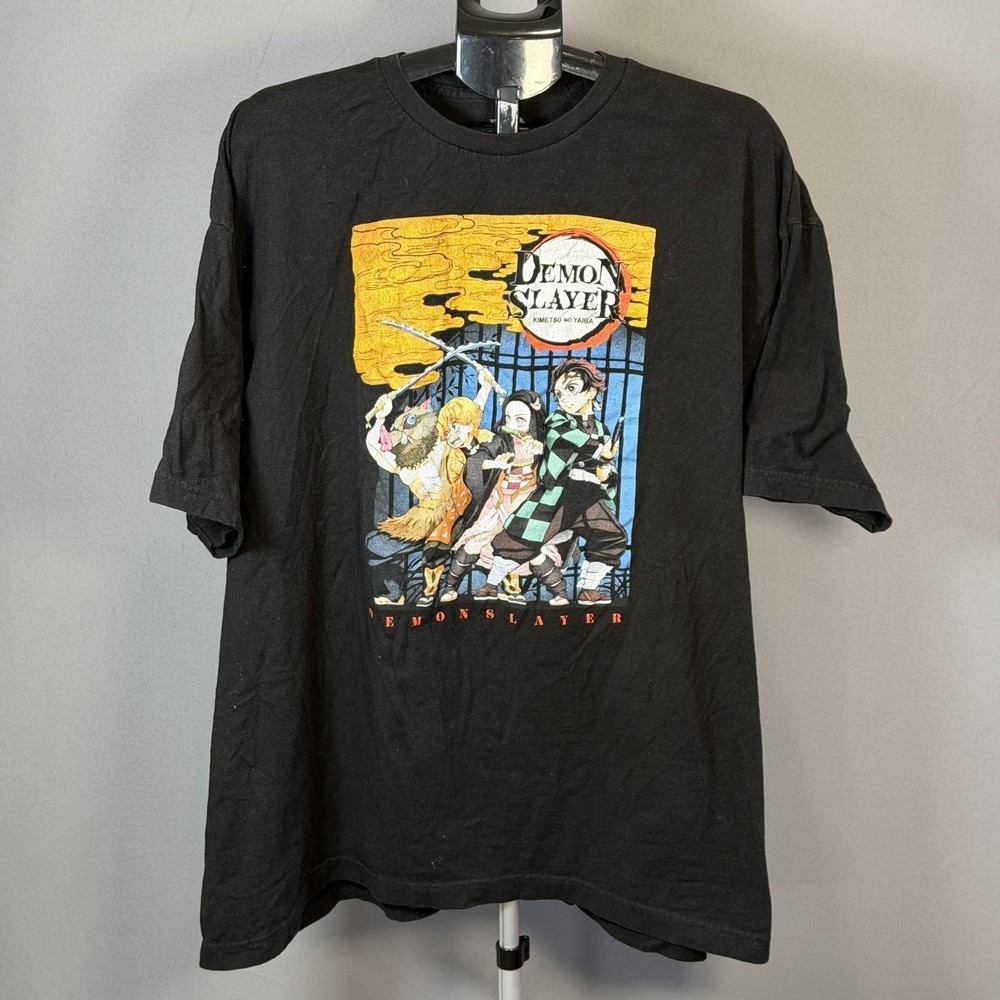 Demon Slayer Shirt Mens 3XL Black Tanjiro Nezuko Zenitsu Inosuke Graphic Tee